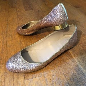 J Crew Janey Flats in Glitter Gold!